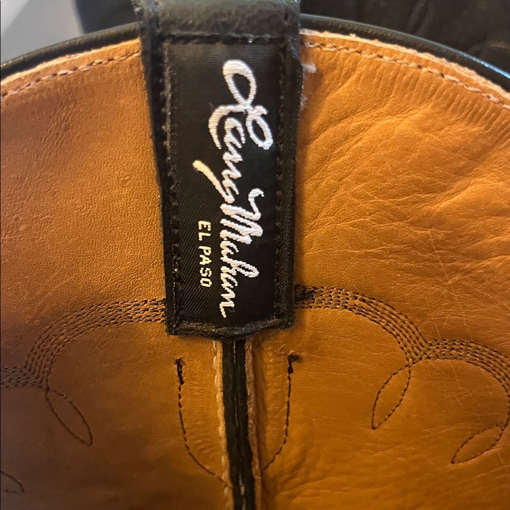 VINTAGE LARRY MAHAN Leather Cowboy Boots 11 D - Picture 10 of 15